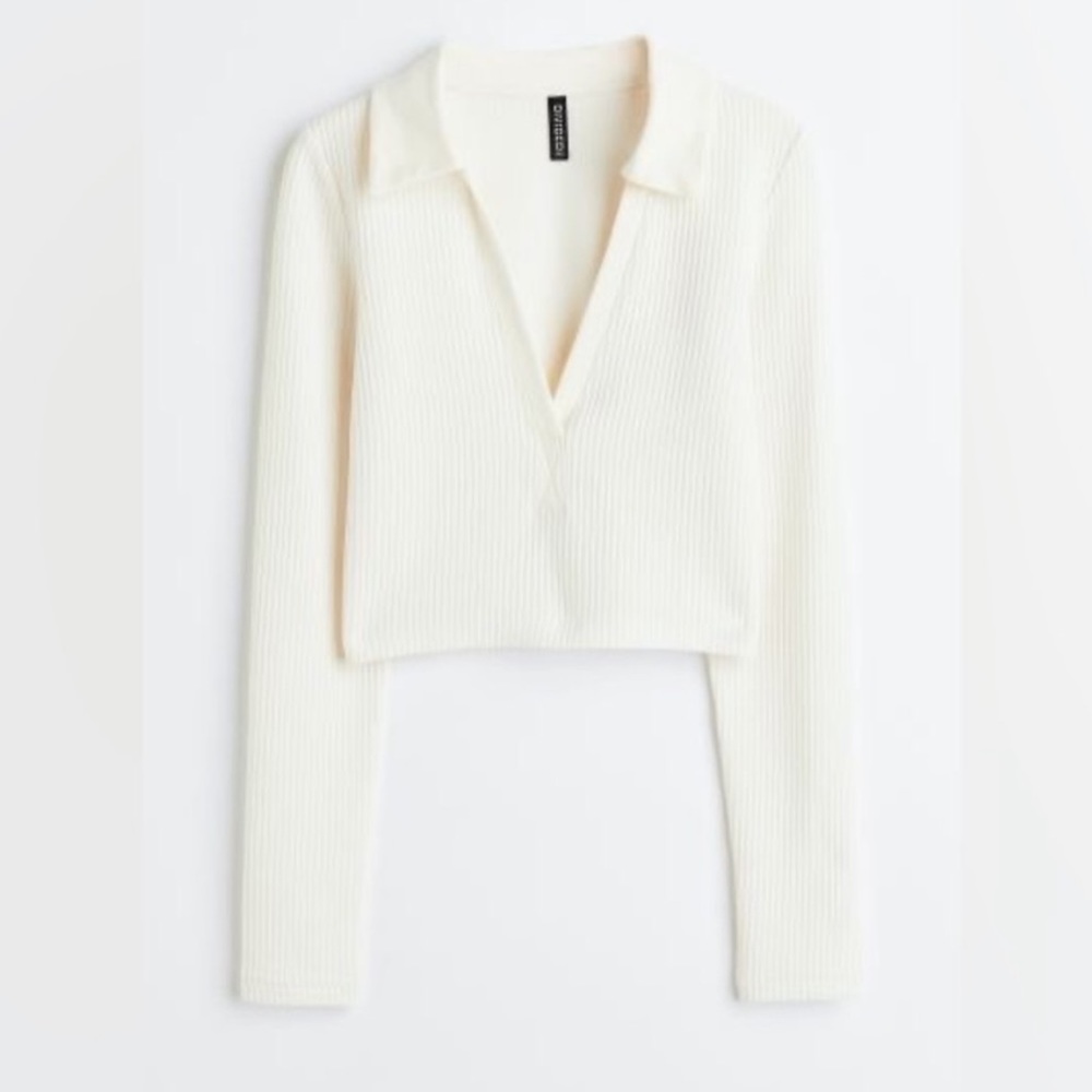 H&M DIVIDED Ribbed Collared Crop Top